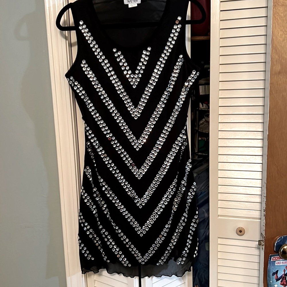 Black sequin dress.